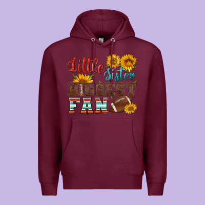 Little Sister Biggest Fan American Football Premium Hoodie Designed By Hra Design Shop