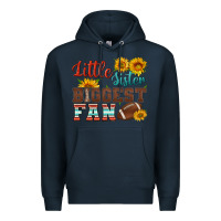 Navy little sister biggest fan american football Premium Hoodie - HRA Design Shop