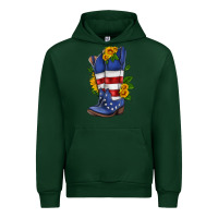 Forest Green american cowboy boot with sunflower Urban Hoodie - HRA Design Shop
