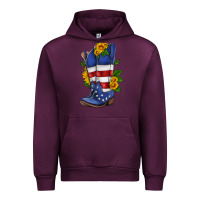 Mauve Wine american cowboy boot with sunflower Urban Hoodie - HRA Design Shop