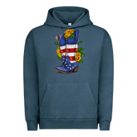 Pigment Midnight Navy american cowboy boot with sunflower Urban Hoodie - HRA Design Shop