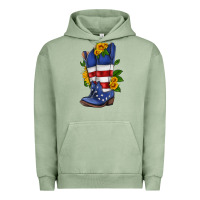 Pigment Oil Green american cowboy boot with sunflower Urban Hoodie - HRA Design Shop