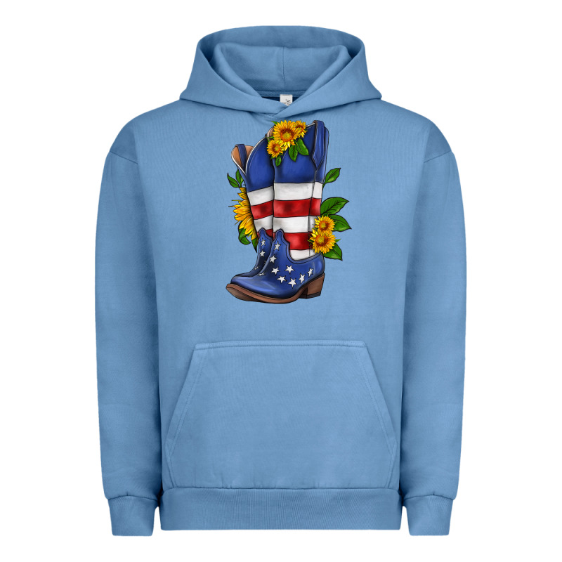 American Cowboy Boot With Sunflower Urban Hoodie by HRA Design Shop | Teevron