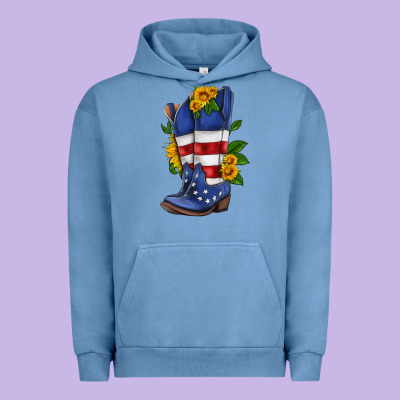 American Cowboy Boot With Sunflower Urban Hoodie Designed By Hra Design Shop