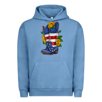 Pigment Pebble Blue american cowboy boot with sunflower Urban Hoodie - HRA Design Shop