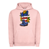 Pigment Salmon american cowboy boot with sunflower Urban Hoodie - HRA Design Shop