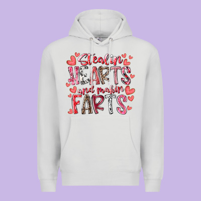 Stealin Hearts And Makin Farts Premium Hoodie Designed By Racoondesign