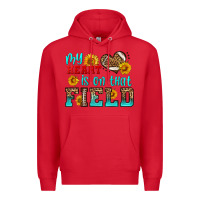 Red my heart is on that field american football Premium Hoodie - HRA Design Shop