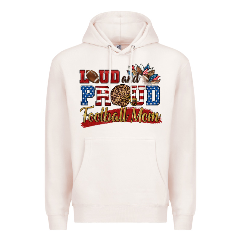 Loud And Proud Football Mom Premium Hoodie by HRA Design Shop | Teevron