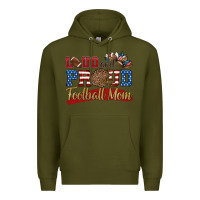 Army Green loud and proud football mom Premium Hoodie - HRA Design Shop