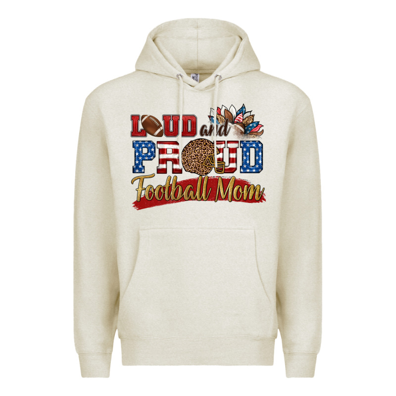 Loud And Proud Football Mom Premium Hoodie by HRA Design Shop | Teevron
