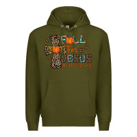 Army Green fall for jesus he never leaves Premium Hoodie - CowhideDigitalArt