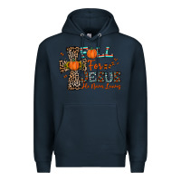 Navy fall for jesus he never leaves Premium Hoodie - CowhideDigitalArt