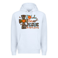 White fall for jesus he never leaves Premium Hoodie - CowhideDigitalArt