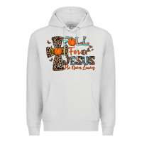 Dove Grey fall for jesus he never leaves Premium Hoodie - CowhideDigitalArt