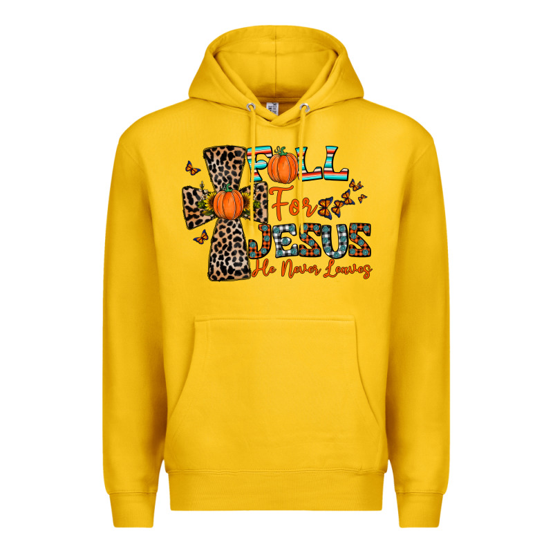 Fall For Jesus He Never Leaves Premium Hoodie by CowhideDigitalArt | Teevron