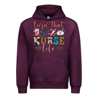 Mauve Wine livin' that nurse life Urban Hoodie - FaDigitalArtStudio