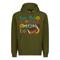 Army Green livin' that football mom life Premium Hoodie - HRA Design Shop