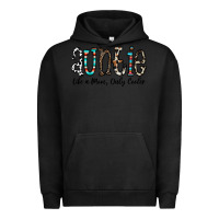 Pigment Black auntie  like a mom, only cooler Urban Hoodie - CowhideDigitalArt
