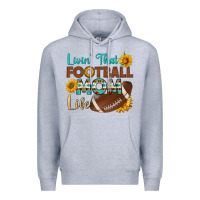 Heather Grey livin' that football mom life Premium Hoodie - HRA Design Shop