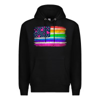 Black american flag and lgbt flag  background Premium Hoodie - HRA Design Shop