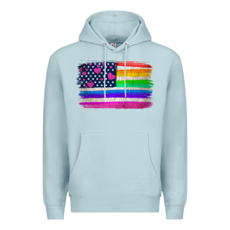American Flag And Lgbt Flag  Background Premium Hoodie by HRA Design Shop | Teevron