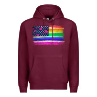 Burgundy american flag and lgbt flag  background Premium Hoodie - HRA Design Shop