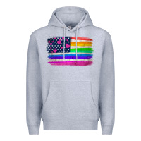 Heather Grey american flag and lgbt flag  background Premium Hoodie - HRA Design Shop