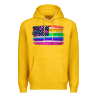 Lemon american flag and lgbt flag  background Premium Hoodie - HRA Design Shop