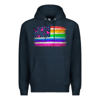 Navy american flag and lgbt flag  background Premium Hoodie - HRA Design Shop