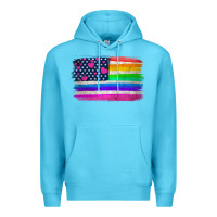 Ocean Blue american flag and lgbt flag  background Premium Hoodie - HRA Design Shop