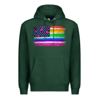 Sports Green american flag and lgbt flag  background Premium Hoodie - HRA Design Shop