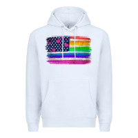 White american flag and lgbt flag  background Premium Hoodie - HRA Design Shop