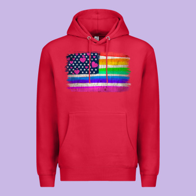 American Flag And Lgbt Flag  Background Premium Hoodie Designed By Hra Design Shop