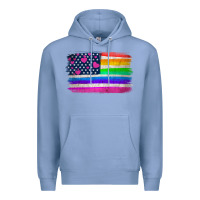Colony Blue american flag and lgbt flag  background Premium Hoodie - HRA Design Shop