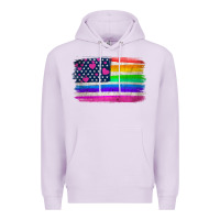 Lilac american flag and lgbt flag  background Premium Hoodie - HRA Design Shop