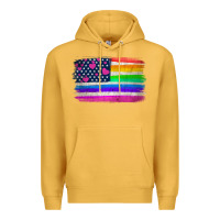 Mustard american flag and lgbt flag  background Premium Hoodie - HRA Design Shop