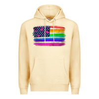 Pina Colada american flag and lgbt flag  background Premium Hoodie - HRA Design Shop