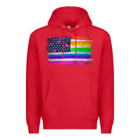 Red american flag and lgbt flag  background Premium Hoodie - HRA Design Shop