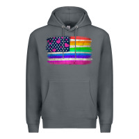 Rock american flag and lgbt flag  background Premium Hoodie - HRA Design Shop