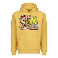 Antique Gold three up down softball Premium Hoodie - RacoonDesign
