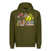 Army Green three up down softball Premium Hoodie - RacoonDesign