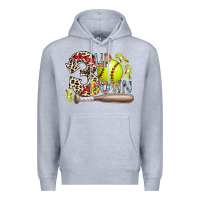 Heather Grey three up down softball Premium Hoodie - RacoonDesign