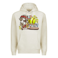 Oatmeal Heather three up down softball Premium Hoodie - RacoonDesign