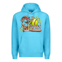 Ocean Blue three up down softball Premium Hoodie - RacoonDesign