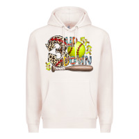 Pale Pink three up down softball Premium Hoodie - RacoonDesign