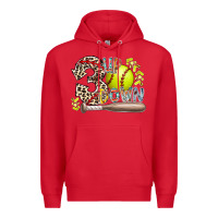 Red three up down softball Premium Hoodie - RacoonDesign