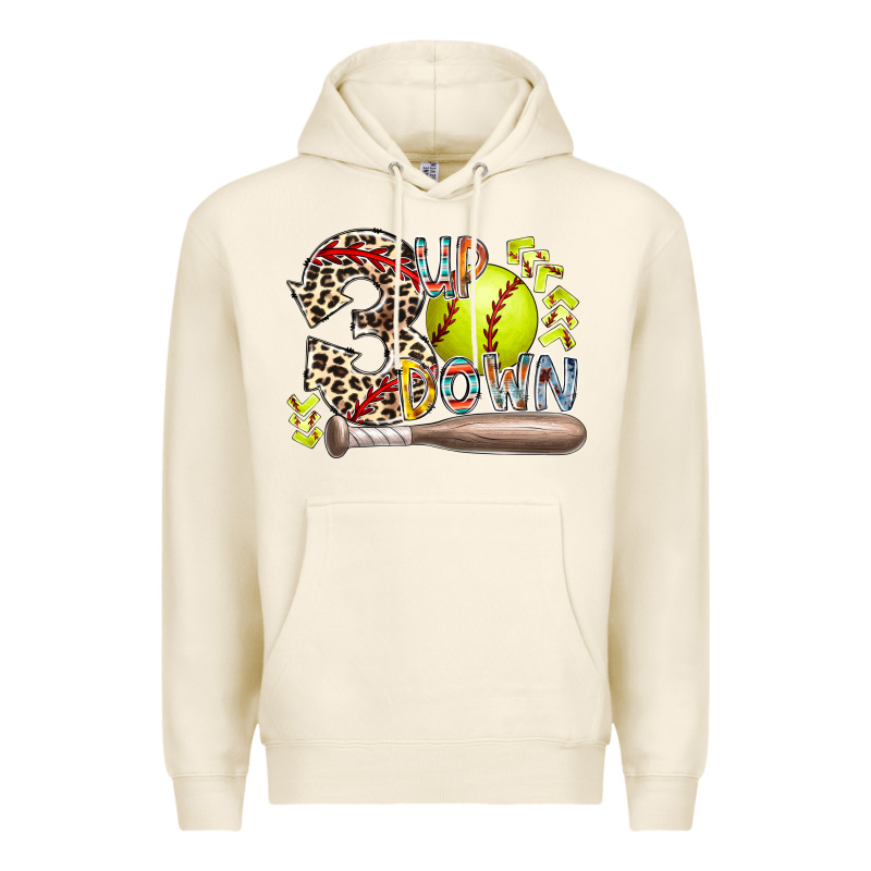 Three Up Down Softball Premium Hoodie by RacoonDesign | Teevron