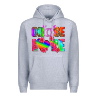 Heather Grey choose love (lesbian) Premium Hoodie - HRA Design Shop