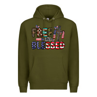 Army Green free and blessed Premium Hoodie - CowhideDigitalArt